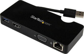 StarTech USB 3.0 Universal Laptop Mini Dockingstation mit HDMI oder VGA, Gigabit Ethernet, USB 3.0