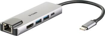 D-Link 5-in-1 USB-C Hub, HDMI, RJ45, Energieversorgun 