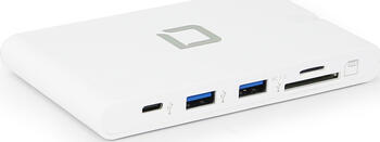 Dicota D31729 Notebook-Dockingstation & Portreplikator Weiß bis zu: 100 W, USB-C mit PD, USB-A mit BC1.2, Micro-SD