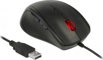DeLOCK Ergonomic Mouse schwarz, USB Maus 