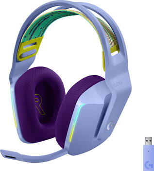 Logitech G733 Lilac, Virtual 7.1-Surround, RGB, Wireless, Gaming-Headset, Over-Ear, PC