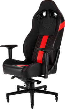 Corsair T2 Road Warrior Gamingstuhl, schwarz/ rot Gepolsterter Sitz Gepolsterte Rückenlehne