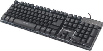 Manhattan Gaming-Tastatur mit Metallunterseite, Layout: DE, Rubber Dome, RGB, Gaming-Tastatur