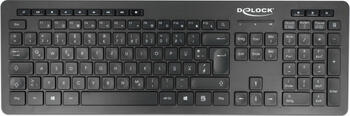Delock Silent Wireless Keyboard schwarz, Layout: DE, Rubber Dome, Tastatur