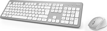 Hama KMW-700 Funk Tastatur und Maus Set, silber/weiß, USB, DE