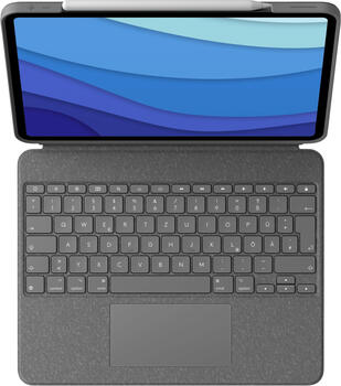 Logitech Combo Touch, KeyboardDock für Apple iPad Pro 12.9 2021, grau, DE
