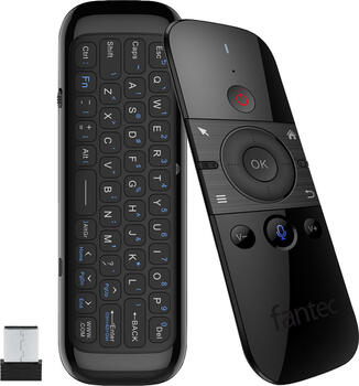 Fantec AIR-300 Air Mouse Fernbedienung mit integrierter Tastatur schwarz, USB