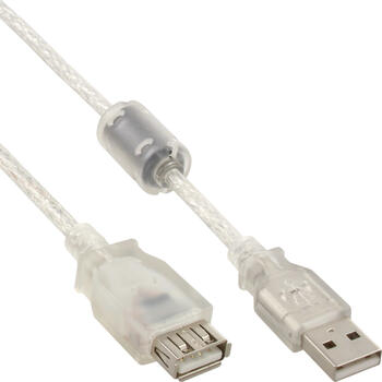 1m USB 2.0-Verlängerungs-Kabel TypA transparent