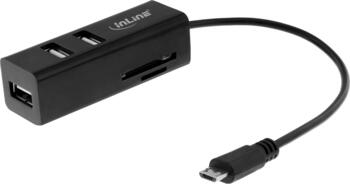 InLine OTG Card Reader und Hub mit 3x USB 2.0 Ports, für SD 