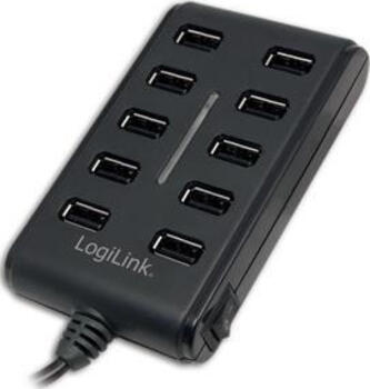 USB 2.0 HUB 10-fach, LogiLink UA0125 inkl. Netzteil 10x USB-A 2.0, mit EIN/AUS Schalter