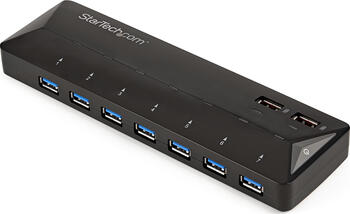 USB 3.0 HUB 9-fach, StarTech, mit LED und Netzteil 7x USB-A 3.0, 2x USB Ladeport (2.4A)