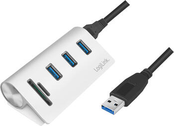 LogiLink CR0045 Schnittstellen-Hub USB 3.2 Gen 1 (3.1 Gen 1) Type-A 5000 Mbit/s Silber