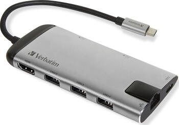 Verbatim 49142 Schnittstellen-Hub USB 3.2 Gen 1 (3.1 Gen 1) Type-C 1000 Mbit/s Schwarz, Silber