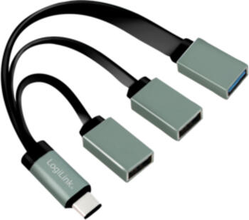 LogiLink Kabelpeitsche USB-Hub, 1x USB-A 3.0, 2x USB-A 2.0, USB-C 3.0 [Stecker]