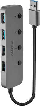 4-in-1 USB-HUB 3.2 Gen 1 (3.1 Gen 1) Type-A 5 Mbit/s Grau 
