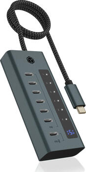 RaidSonic Icy Box IB-HUB1457-C31 USB-Hub grau, 7x USB-C 3.1, USB-C 3.1 [Stecker]
