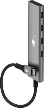 goobay Slim 4-Port USB-Hub&comma; USB-C auf USB-C Hub 5 Gbit&sol;s USB-C-Stecker > 4x USB-C-Buchse &lpar;USB 3&period;2&rpar;