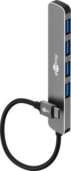 goobay Slim 4-Port USB-Hub&comma; USB-C auf USB-A Hub 5 Gbit&sol;s USB-C-Stecker > 4x USB-A-Buchse &lpar;USB 3&period;2&rpar;