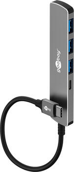 goobay Slim 4-Port USB-Hub&comma; USB-C auf USB-A und C Hub 5 Gbit&sol;s USB-C-Stecker > 1x USB-C &plus; 3x USB-A-Buchse