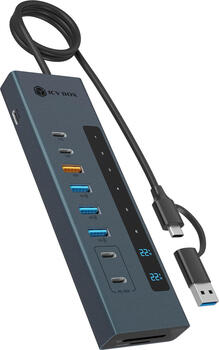 RaidSonic Icy Box IB-HUB1742CR-C2PD 11-in-1 Hub USB-A&sol;USB-C&comma; inkl&period; Netzteil