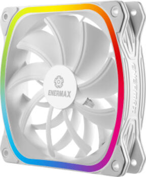 Enermax SquA RGB White 120mm, 120x120x26mm, 41.68-115.99m³/h 12-23dB(A), Vibrationsdämpfer, Rotor abnehmbar, RGB beleucht