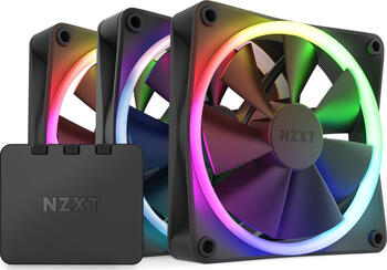 3er-Pack NZXT F Series F120 RGB, Matte Black, schwarz, LED-Steuerung, 120mm