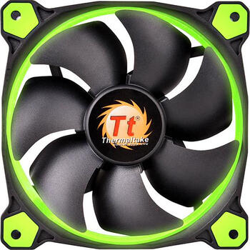 Thermaltake Riing 14 LED grün, 140x140x25mm Lüfter (BxHxT), 86.9m³/h (51.14 CFM), 28.1dB(A), Vibrationsdämpfer