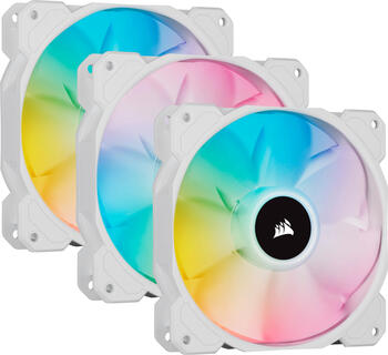 Corsair iCUE SP120 RGB Elite White Triple Fan Kit 120x120x25mm, 28.73-81.09m³/h, 18-26.5dB(A), LED-Steuerung