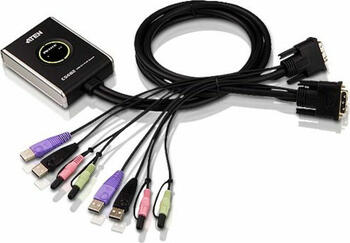 2-Port KVM-Switch DVI-D mit USB/ Audio, Aten 