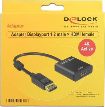 Adapter Displayport 1.2 Stecker > HDMI Buchse 4K Aktiv DeLock
