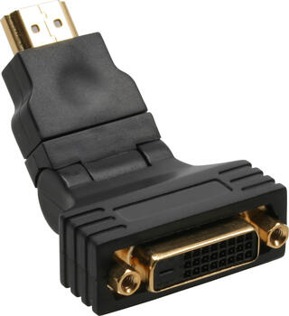 HDMI-DVI Adapter, 19pol St auf 24+1 Buchse, mit 180° Winkel