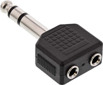 Audio Adapter, 6,3mm Klinke Str Stereo an 2x 3,5mm Klinke Bu