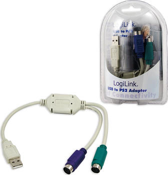 30cm LogiLink 1x USB Typ A > 2x PS/2-Adapter m/w 