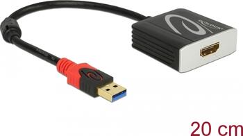 0,2 m USB Typ-A HDMI Schwarz Videokabel-Adapter DeLOCK