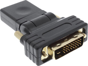 InLine HDMI-DVI Adapter, HDMI Buchse auf DVI Stecker flexibler Winkel, vergoldete Kontakte, 4K2K kompatibel