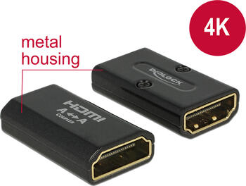 Adapter High Speed HDMI mit Ethernet, HDMI-A Buchse > HDMI-A Buchse 4K Gender Changer schwarz, Delock