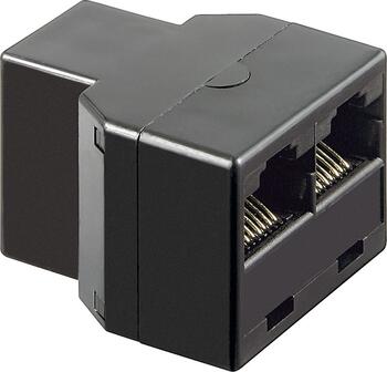 ISDN-T-Adapter RJ45-Buchse (8P8C) > 2x RJ45-Buchse (8P8C) schwarz, Mindestabnahme 10 Stück