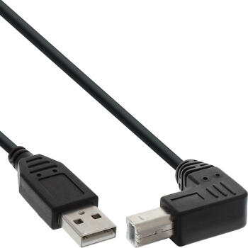 1m InLine USB 2&period;0 Kabel&comma; A an B unten abgewinkelt&comma; schwarz