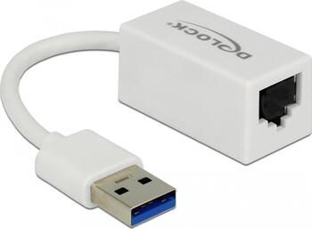 Delock Adapter SuperSpeed USB (USB 3.1 Gen 1) mit USB Typ-A auf Gigabit LAN 10/100/1000 Mbps kompakt weiß
