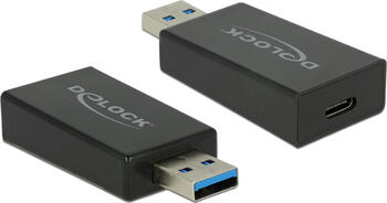 Delock Konverter USB 3.1 Gen 2 Typ-A Stecker > USB Type-C Buchse Aktiv schwarz