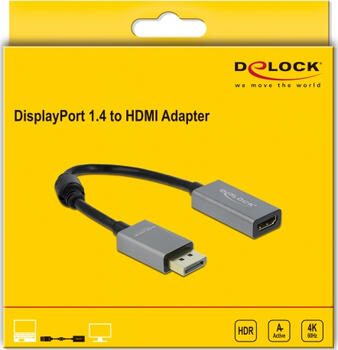 0,22m Delock Aktiver DisplayPort 1.4 > HDMI Adapter 4K 60 Hz (HDR)