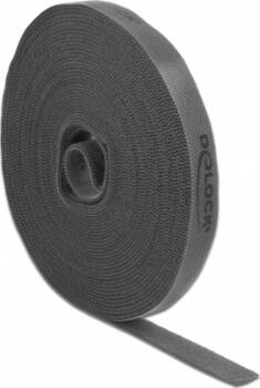 10m/ 15mm Delock Klettband auf Rolle schwarz