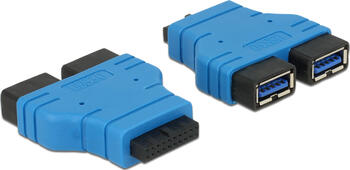 Delock Adapter USB 3.0 Pfostenbuchse > 2 x USB 3.0 Typ-A Buchse – nebeneinander