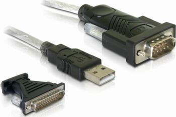 Delock Adapter USB 2.0 Typ-A > 1 x Seriell DB9 RS-232 + Adapter DB25
