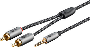 3m Audio Adapterkabel 3&comma;5-mm-Klinke zu Stereo-Cinch- Stecker&comma; Textilkabel&comma; goobay