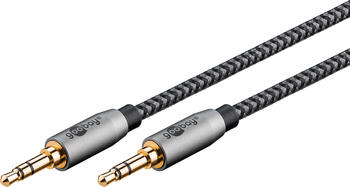 2m Audio Verbindungskabel 3&comma;5-mm-Klinke stereo Stecker&sol; Stecker&comma; Textilkabel&comma; goobay