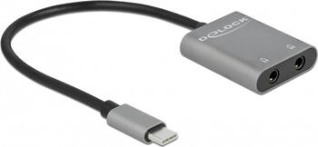 Delock Audio Splitter USB Type-C zu 2 x Klinkenbuchse Metall 