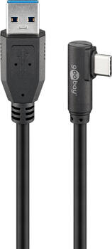1m USB-C auf USB A 3.0 Kabel 90° Kabel, schwarz USB 3.0-Stecker (Typ A) > USB-C-Stecker
