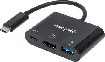 Manhattan USB 3&period;1 Typ C HDMI Docking-Konverter USB-C auf USB-C&sol;HDMI&sol;USB-A