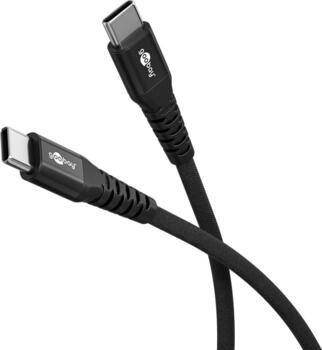 1m USB-C Supersoftes Textilkabel mit Metallsteckern schwarz Laden mit max&period; 60 W&comma; Silikon&comma; goobay